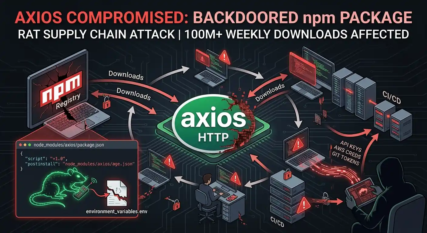 img of Axios Compromised: How a Backdoored npm Package Dropped a RAT on 100M+ Downloads
